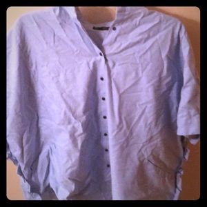 Zara frilly blue blouse